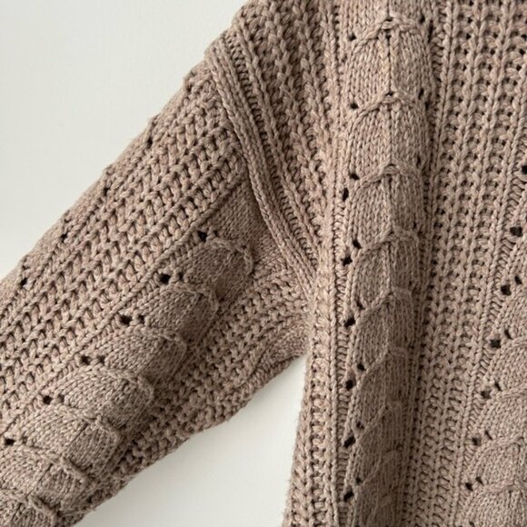 Revolve lacademie Cailean Cable Oversized Cardigan in Taupe - Picture 12 of 13